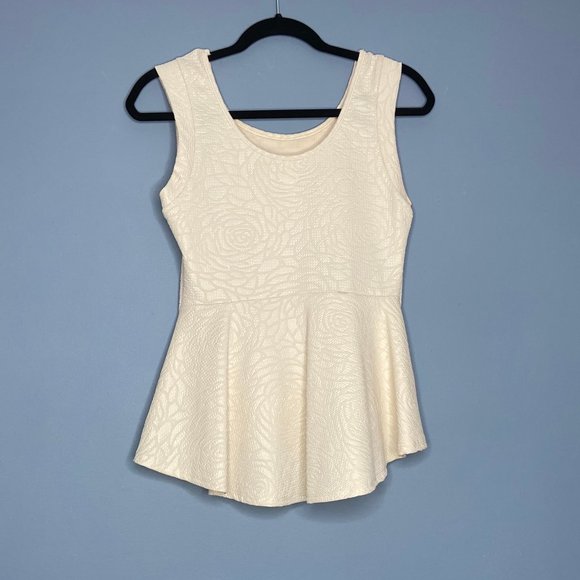 Beige Polyester Peplum Top - Picture 4 of 4